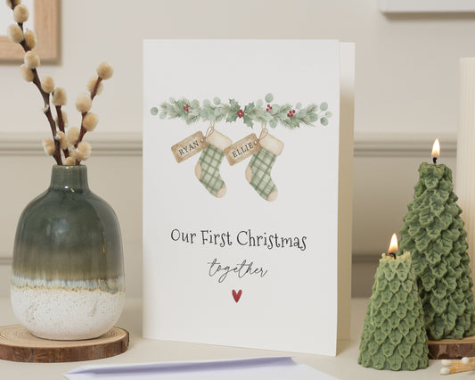 Personalised First Christmas Card, Our 1st Christmas Together Card, Christmas Card for Couple, Boyfriend Girlfriend Christmas Card