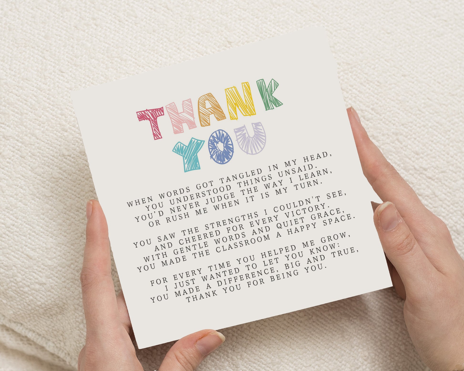 Teacher Thank You Card, Thank You Teacher Card, Teaching Assistant Card, Nursery Teacher Card, End of Term Card, Leaving School Card