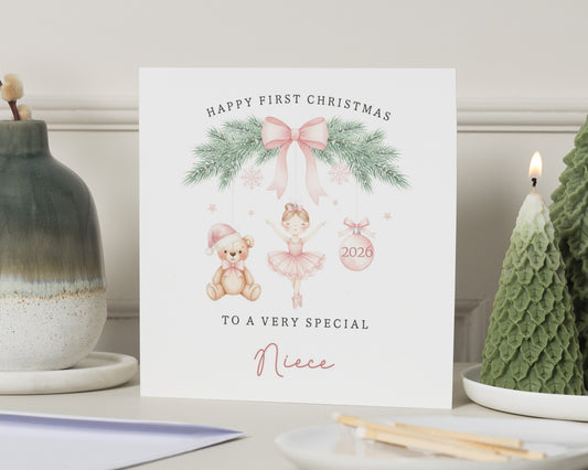 First Christmas Card for Niece, 1st Christmas Card 2026, Baby Girl Christmas Card, Christmas Card for Niece, Cute Christmas Card