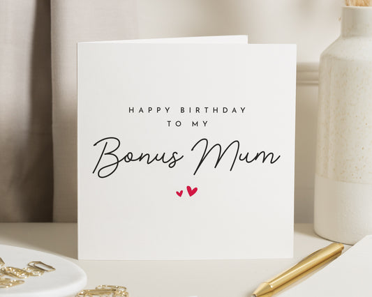 Bonus Mum Birthday Card, Birthday Card for Mum, Step Mum Birthday Card, Birthday Card for Her, Simple Birthday Card, Mum Birthday Cards