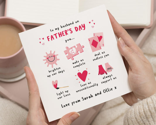 Fathers Day Card for Husband, Fathers Day Card from Wife, Cute Fathers Day Card, Personalised Fathers Day Card, Card for Him