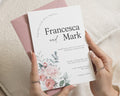 Blush Floral Wedding Invitations, Elegant Greenery Wedding Invite, Watercolour Botanical Personalised Invitation Suite