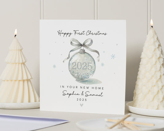 First Christmas In New Home Card, Personalised Christmas Card, New Home Christmas Card, Couple Christmas Card, Bauble Card