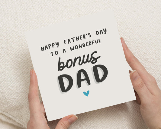 Fathers Day Card for Bonus Dad, Step Dad Fathers Day Card, Fathers Day Card for Him, Cute Fathers Day Card, Personalised Card for Dad