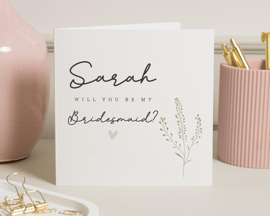 Will You Be My Bridesmaid Card, Personalised Bridesmaid Proposal Card, Bridesmaid Card, Custom Bridal Party Card, Wedding Card
