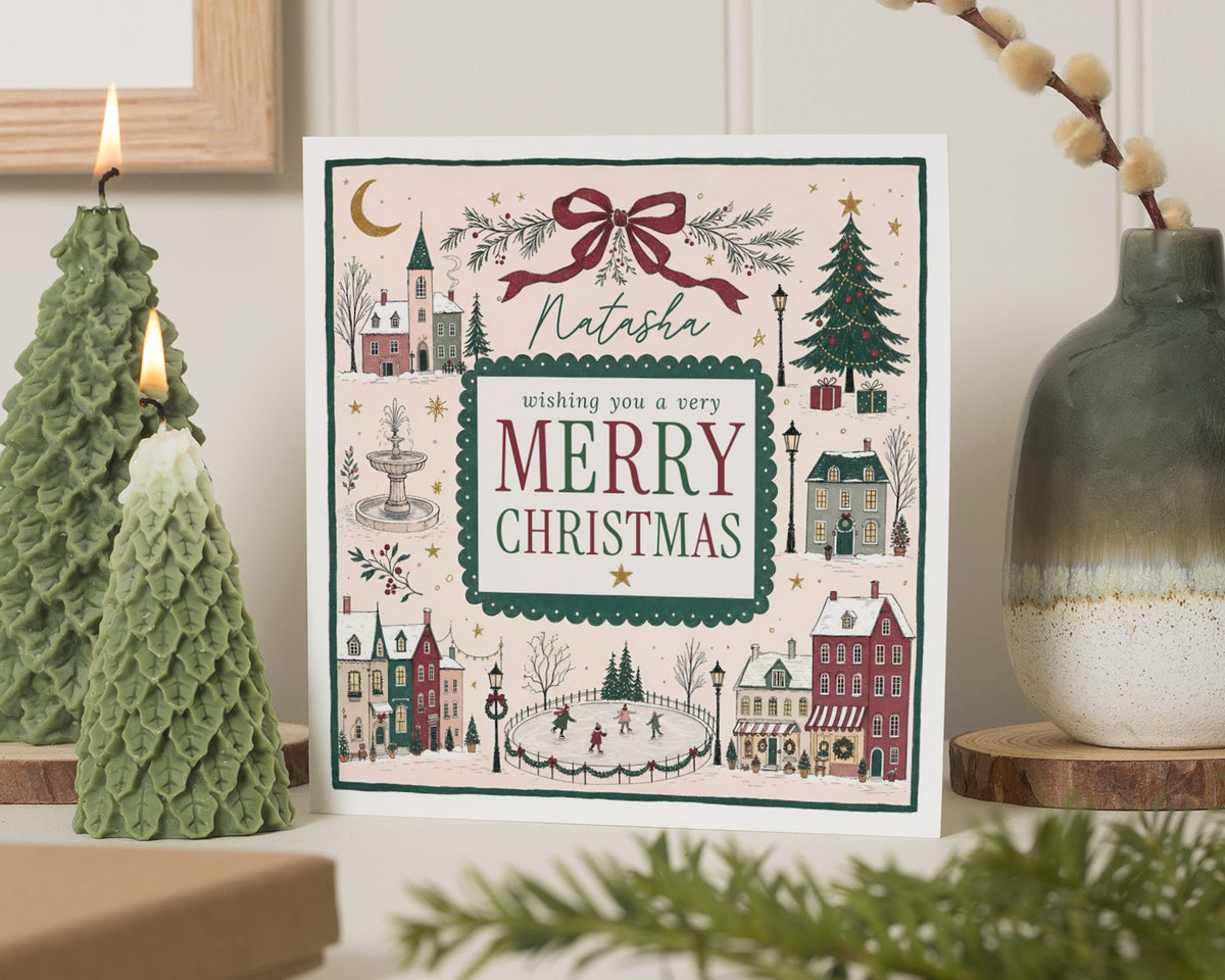 Personalised Christmas Card, Merry Christmas Card, Custom Name Christmas Card, Christmas Card for Her, Mum, Friend, Daughter, Family Card