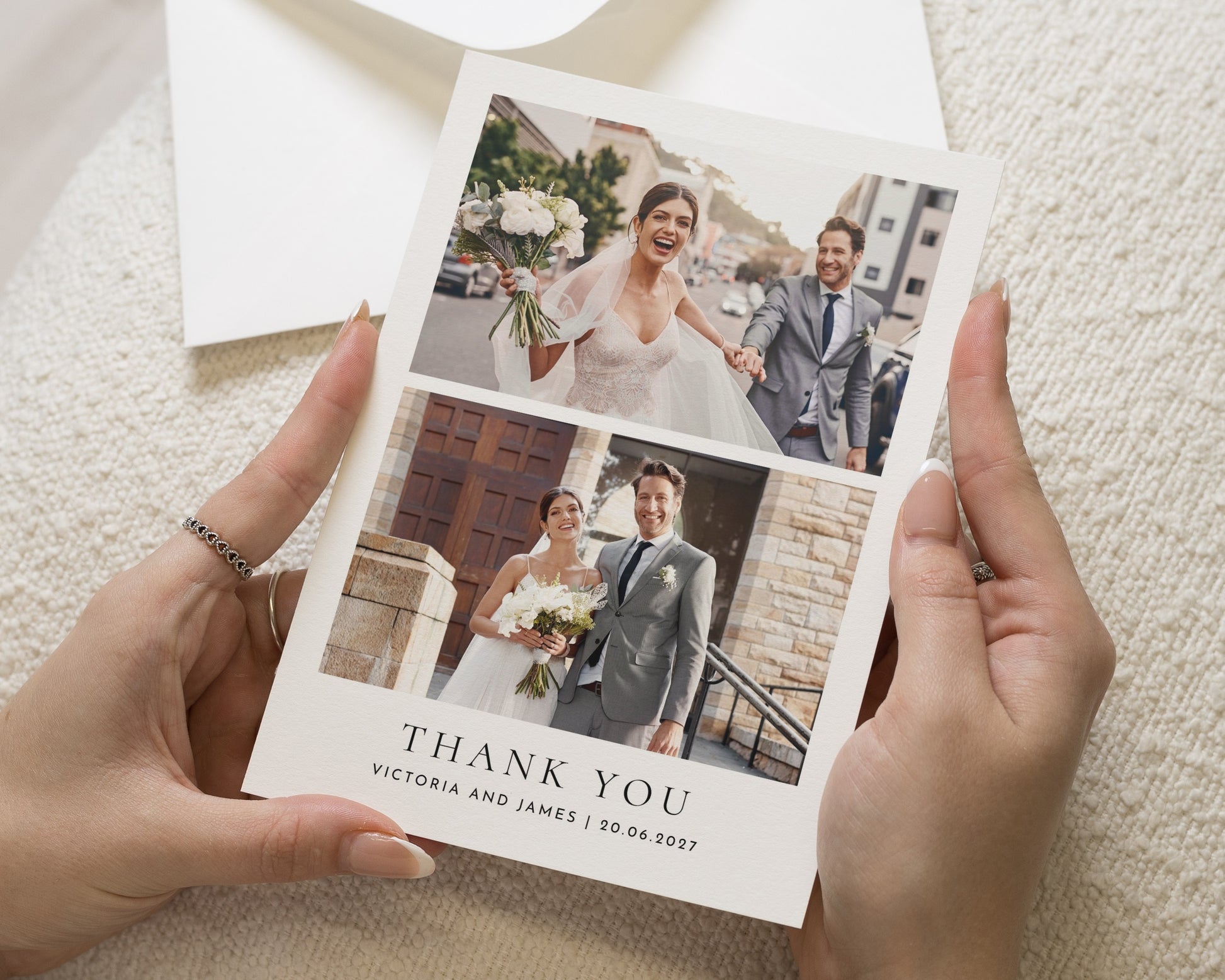Personalised Wedding Thank You Cards, Photo Wedding Thank You Card, Minimal Thank You Cards, Folded Wedding Thank You Cards, A6 5x7 Card