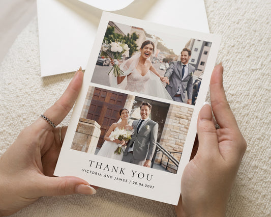 Personalised Wedding Thank You Cards, Photo Wedding Thank You Card, Minimal Thank You Cards, Folded Wedding Thank You Cards, A6 5x7 Card