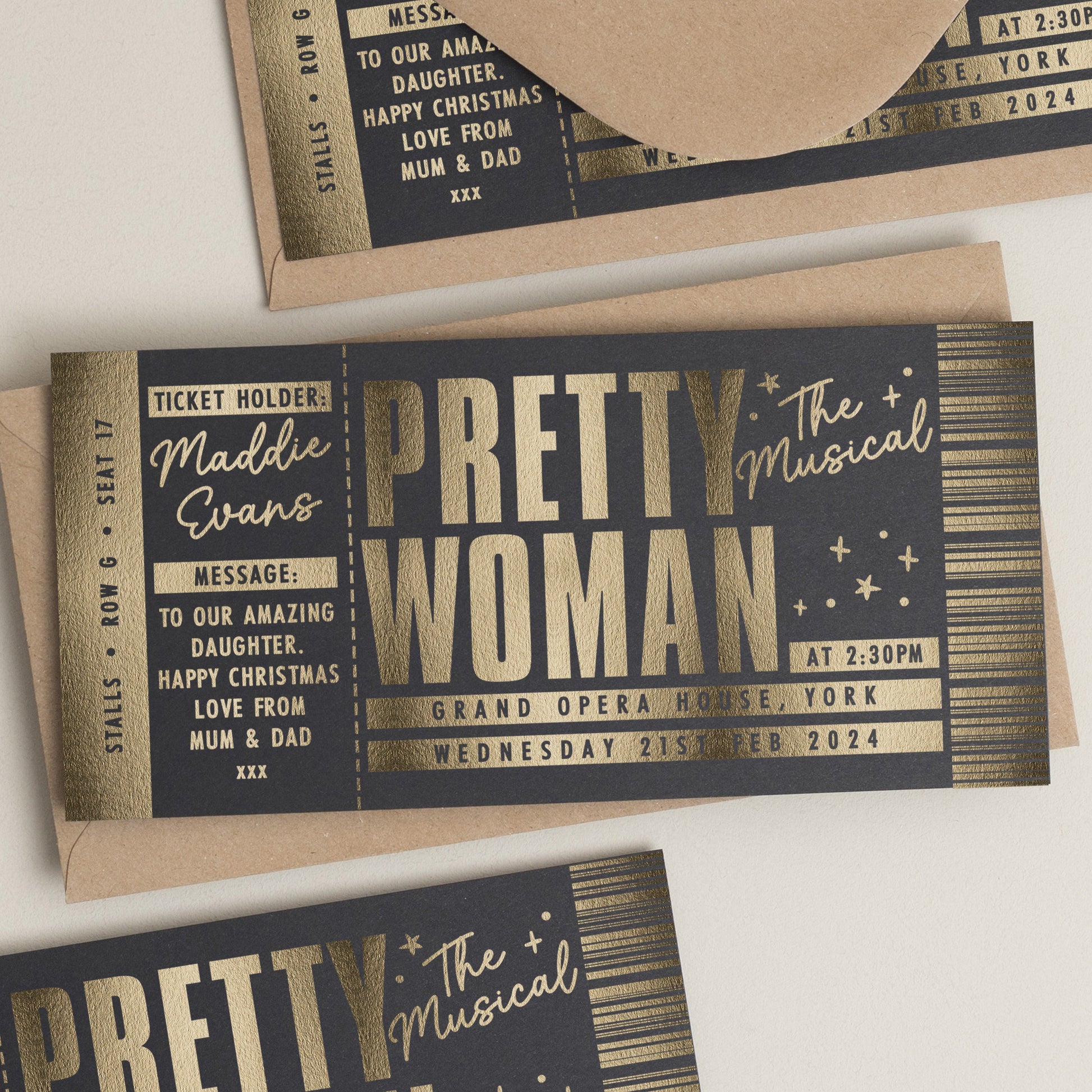 Personalised Theatre Gift Voucher, Pretty Woman Ticket, Musical Theatre Ticket, Surprise Broadway Ticket, Scratch To Reveal, Memorabilia