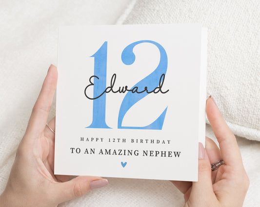 12th Birthday Card for Nephew, Personalised 12th Birthday Card, Birthday Card for Boys, Custom Nephew Birthday Card