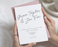 Blush Pink Wedding Invitations, Minimalist Calligraphy Wedding Invite, Elegant Typography Invitation Suite, Personalised Wedding Stationery