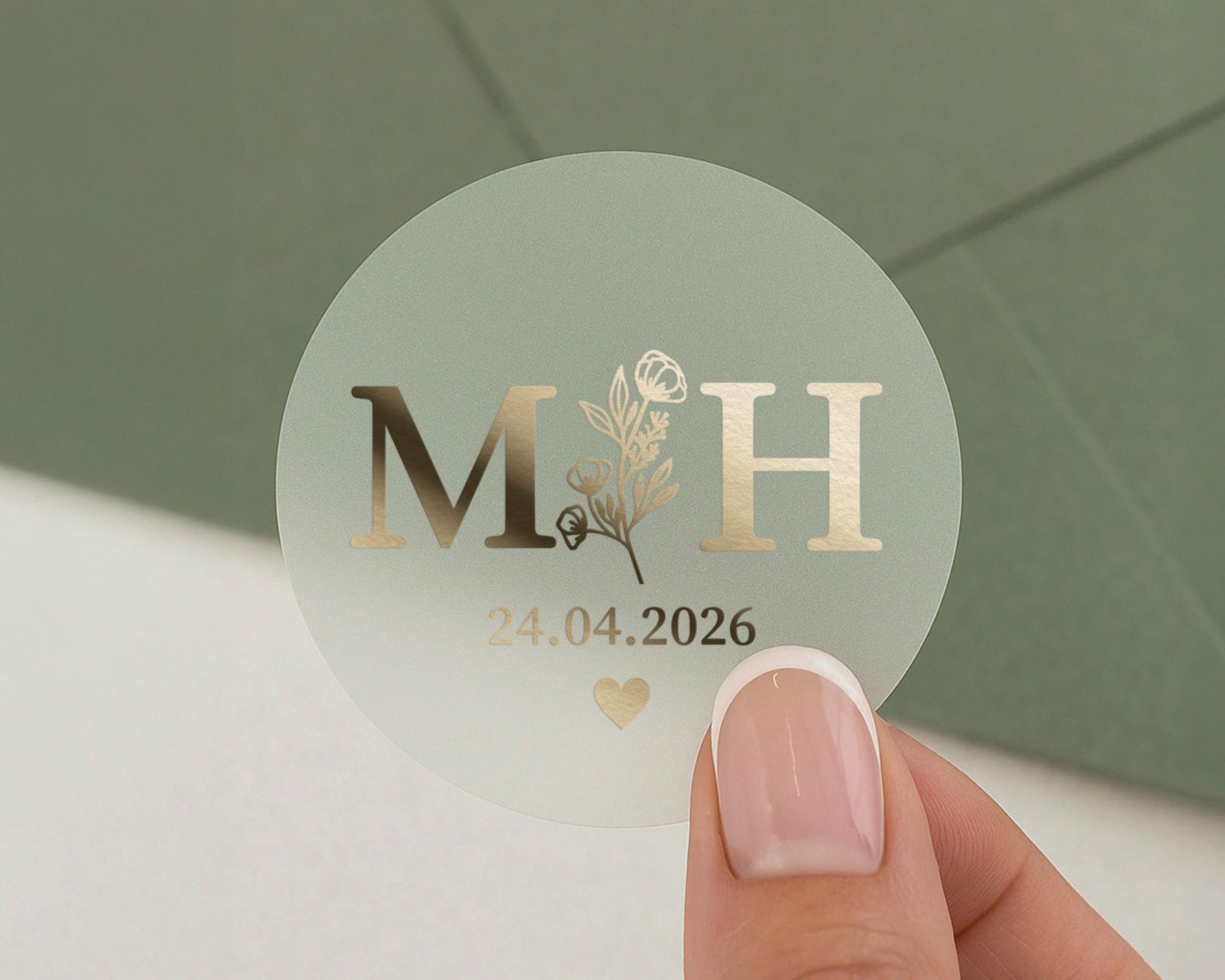 Personalised Wedding Sticker, Gold Foil Initials Sticker, Custom Date Sticker, Wedding Envelope Seal, Monogram Wedding Label