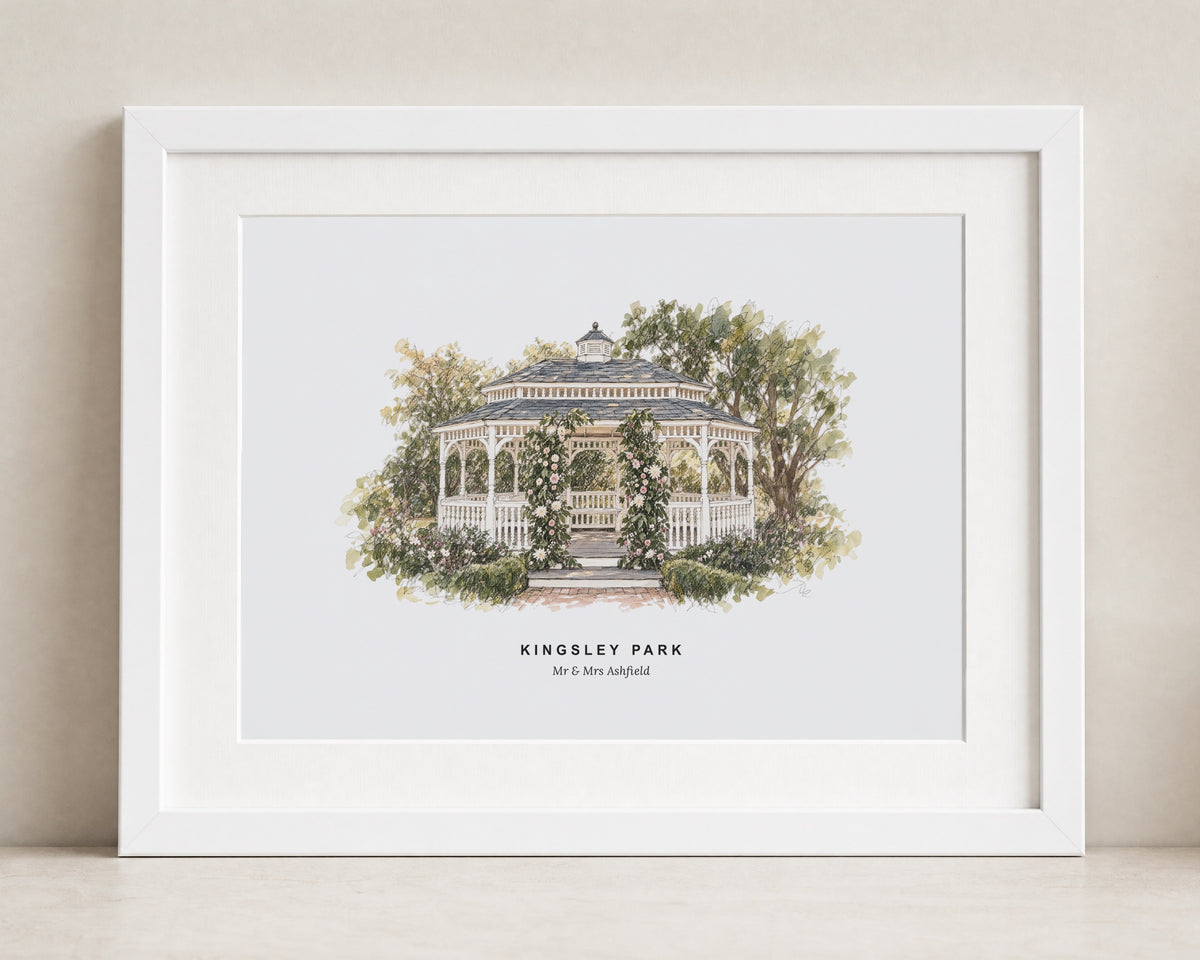 Personalised Wedding Venue Print, Watercolour Venue Illustration, Wedding Gift, Anniversary Gift, Landscape Framed Wall Art