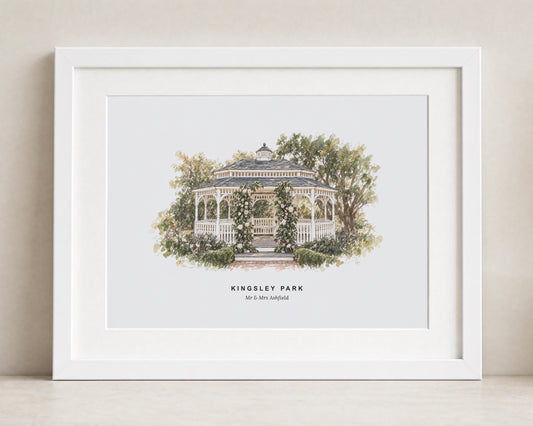 Personalised Wedding Venue Print, Watercolour Venue Illustration, Wedding Gift, Anniversary Gift, Landscape Framed Wall Art