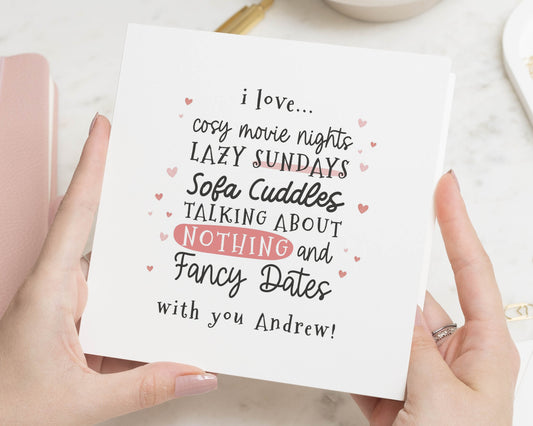 Romantic Card for Boyfriend, Personalised Valentines Day Card, Anniversary Card for Him, I Love You Card, Cute Card for Husband