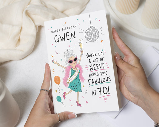 70th Birthday Card for Her, Personalised 70th Birthday Card, Funny Birthday Card for Mum, Birthday Card for Friend, Fabulous Card