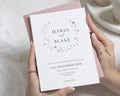 Floral Wedding Invitations, Wildflower Wedding Invites, Blush Pink Envelope, Elegant Botanical Personalised Invitation Suite