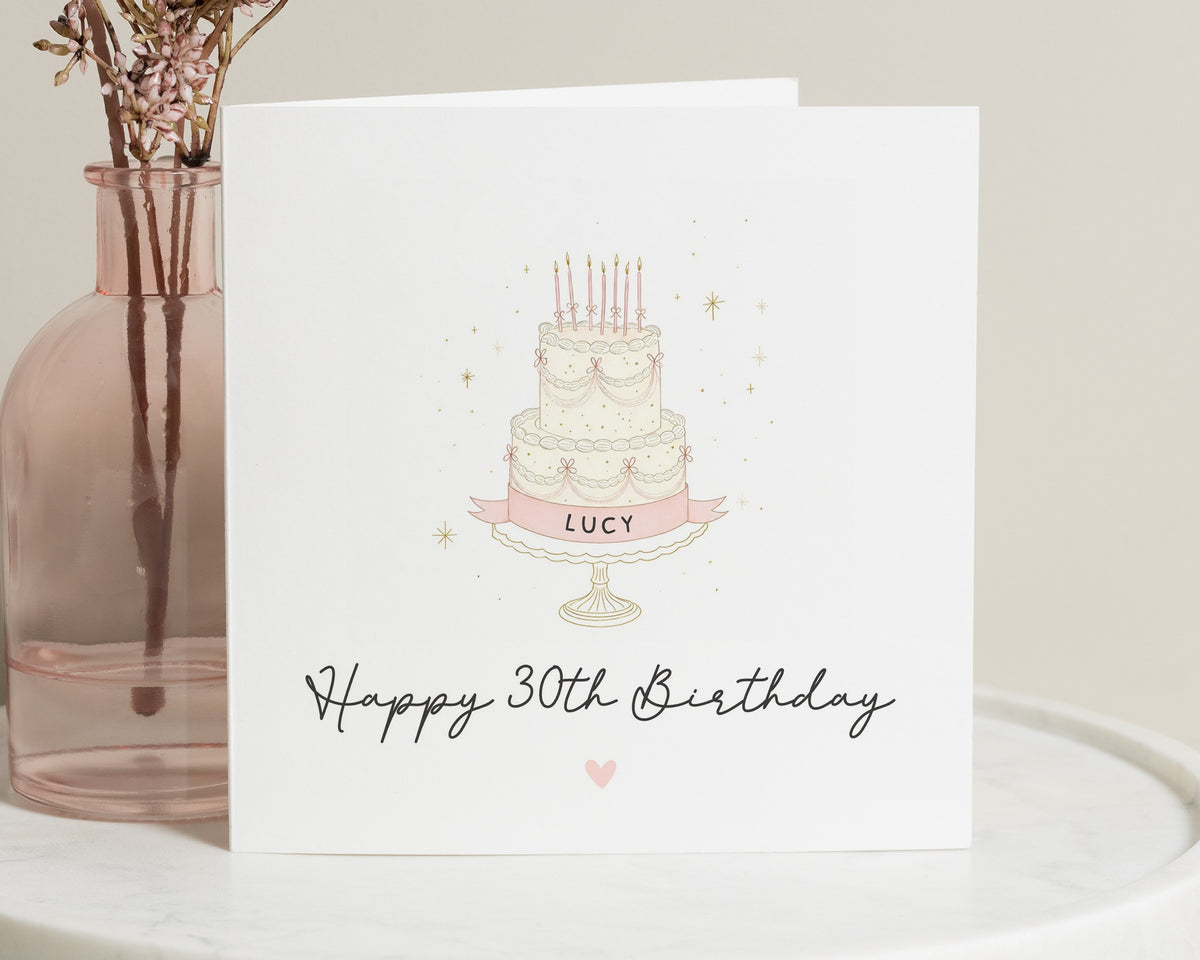 30th Birthday Card for Her, Personalised Birthday Card, Birthday Card for Friend, Daughter 30th Birthday Card, Cake Birthday Card for Women
