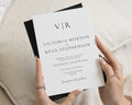 Black and White Wedding Invitations, Minimalist Monogram Wedding Invite, Elegant Typography Invitation Suite, Classic Wedding Stationery