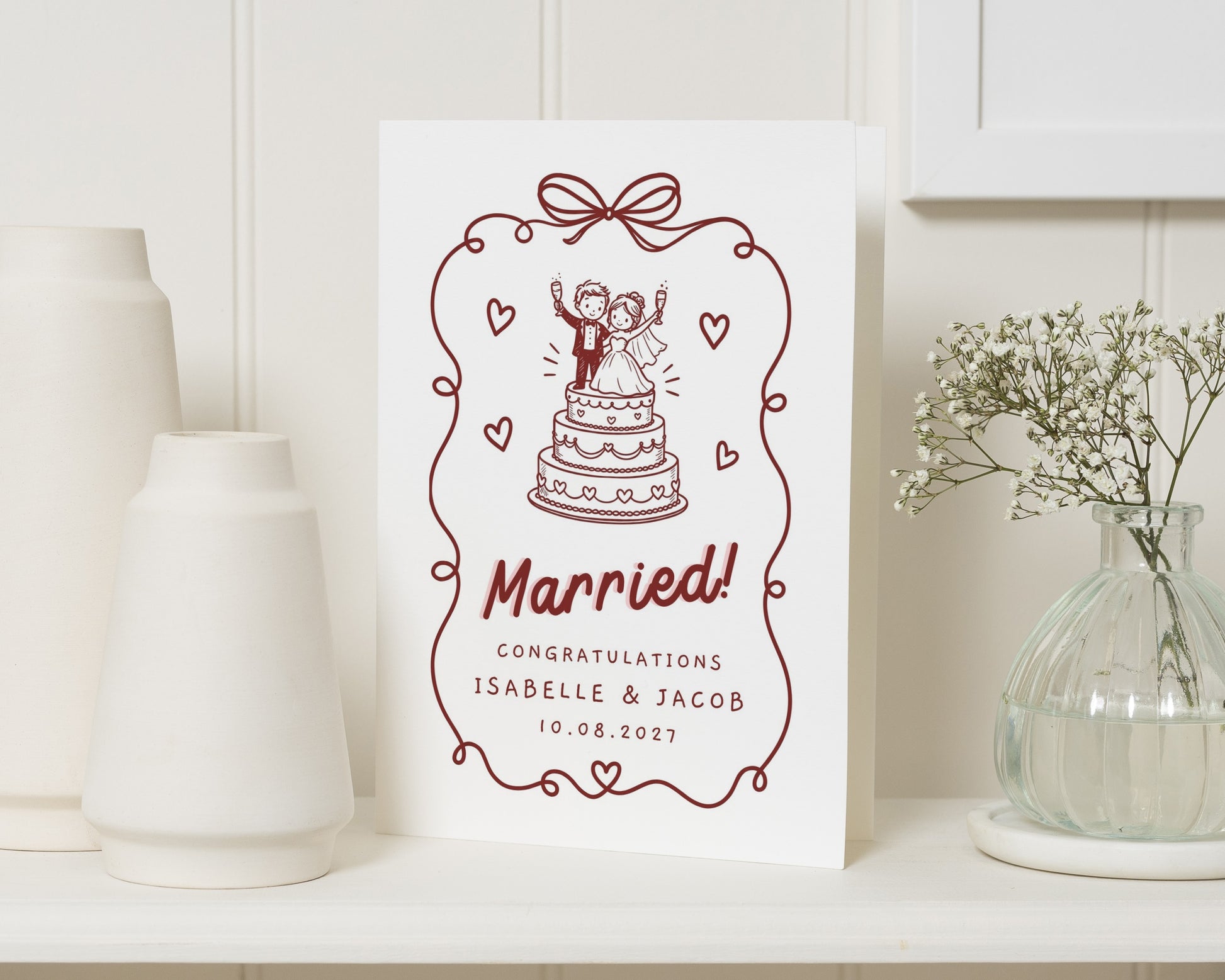 Wedding Card, Personalised Wedding Card, Congratulations Wedding Card, Married Card, Wedding Day Card for Couple, Bride and Groom Card