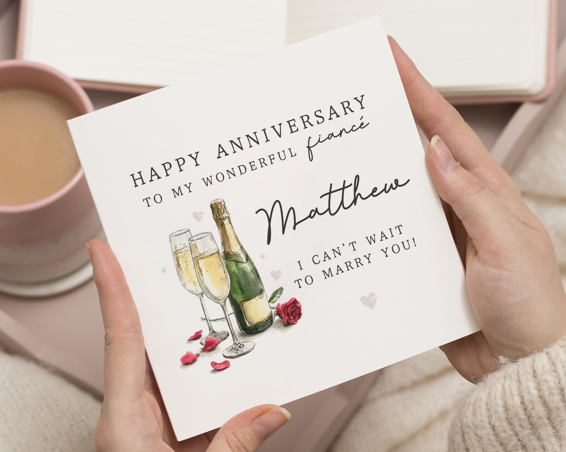 Anniversary Card for Fiancé, Happy Anniversary Card, Romantic Card for Him, Personalised Anniversary Card, I Cant Wait to Marry You