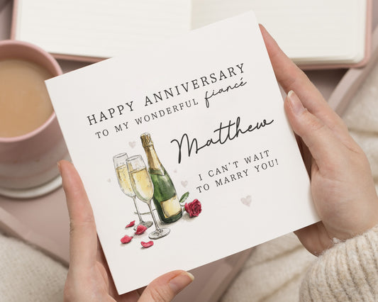 Anniversary Card for Fiancé, Happy Anniversary Card, Romantic Card for Him, Personalised Anniversary Card, I Cant Wait to Marry You