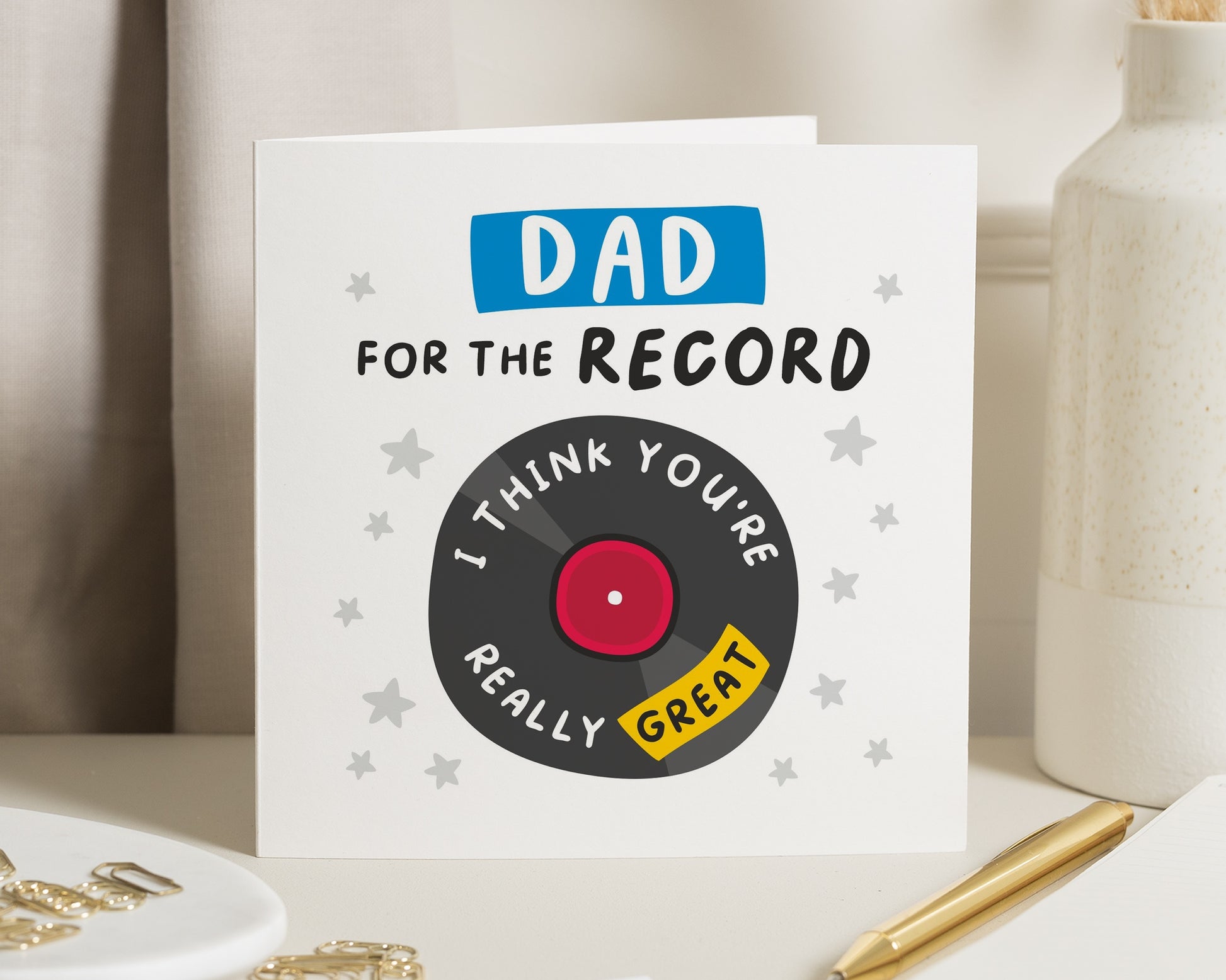 Birthday Card for Dad, Funny Dad Birthday Card, Dad Birthday Card from Son or Daughter, Record Player Card for Him