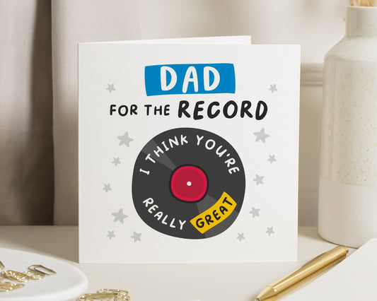 Birthday Card for Dad, Funny Dad Birthday Card, Dad Birthday Card from Son or Daughter, Record Player Card for Him