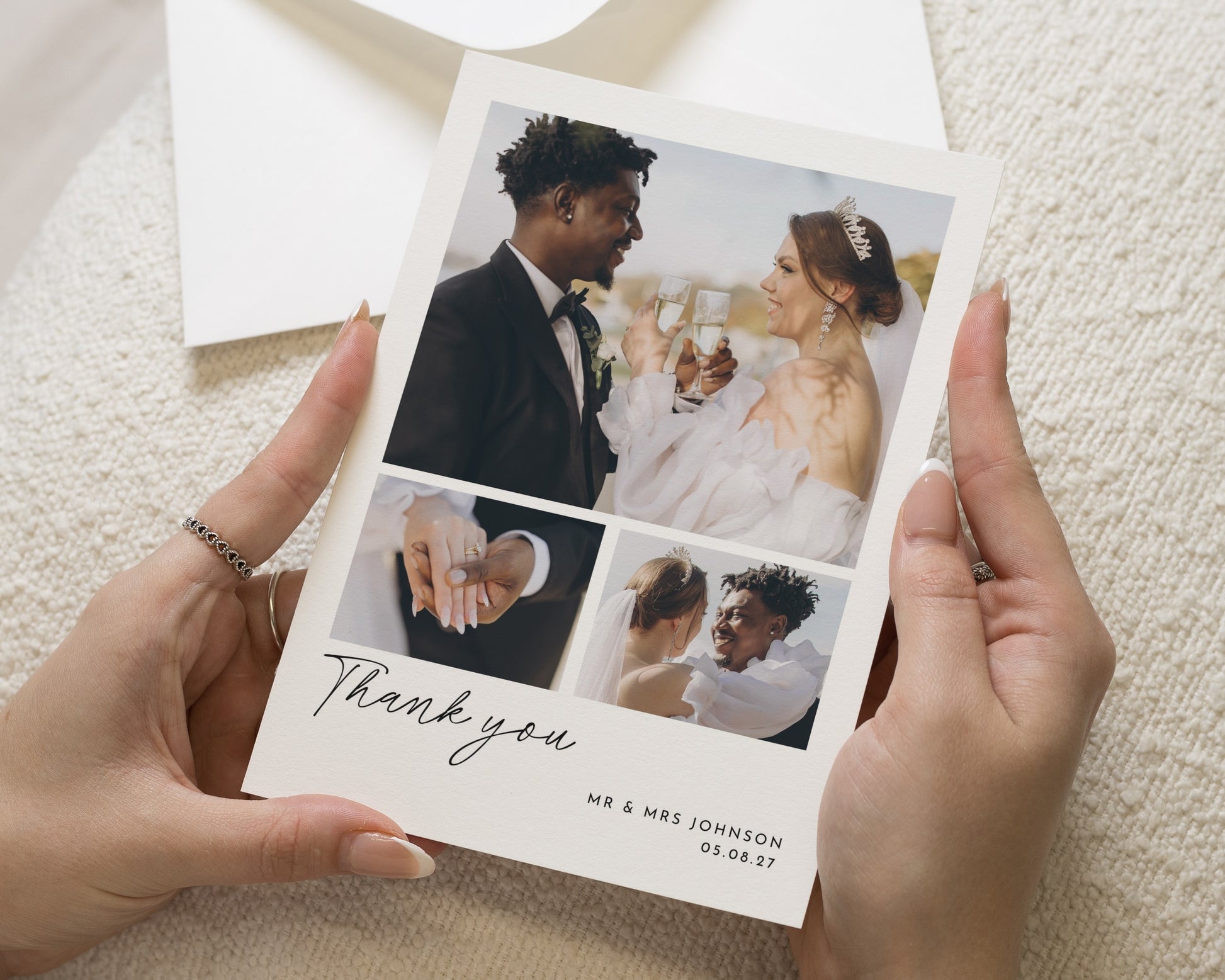 Personalised Wedding Thank You Cards, Photo Wedding Thank You Card, Simple Thank You Cards, Wedding Thank You Card, Flat Photo Card