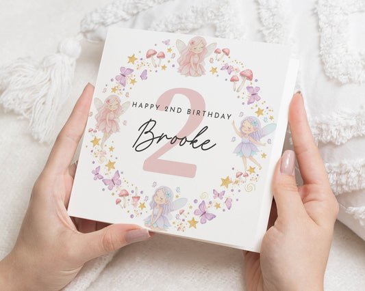 Fairy Birthday Card for Girl, Personalised Birthday Card, 2nd Birthday Card, Daughter Birthday Card, Cute Birthday Card