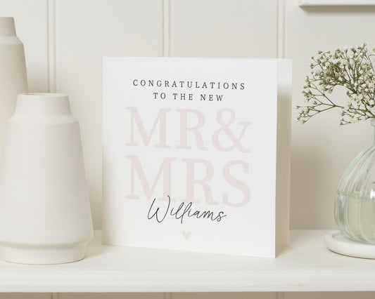 Wedding Card, Personalised Mr And Mrs Card, Congratulations Card, Custom Wedding Card, New Mr And Mrs Wedding Card, Couples Card