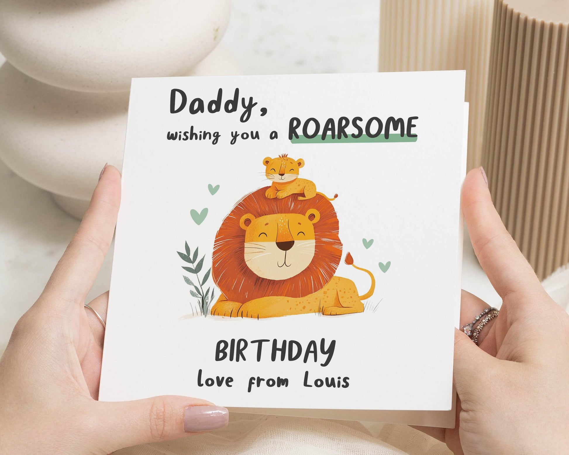 Birthday Card for Daddy, Lion Birthday Card, Personalised Birthday Card for Dad, Cute Animal Birthday Card, Birthday Card from Child