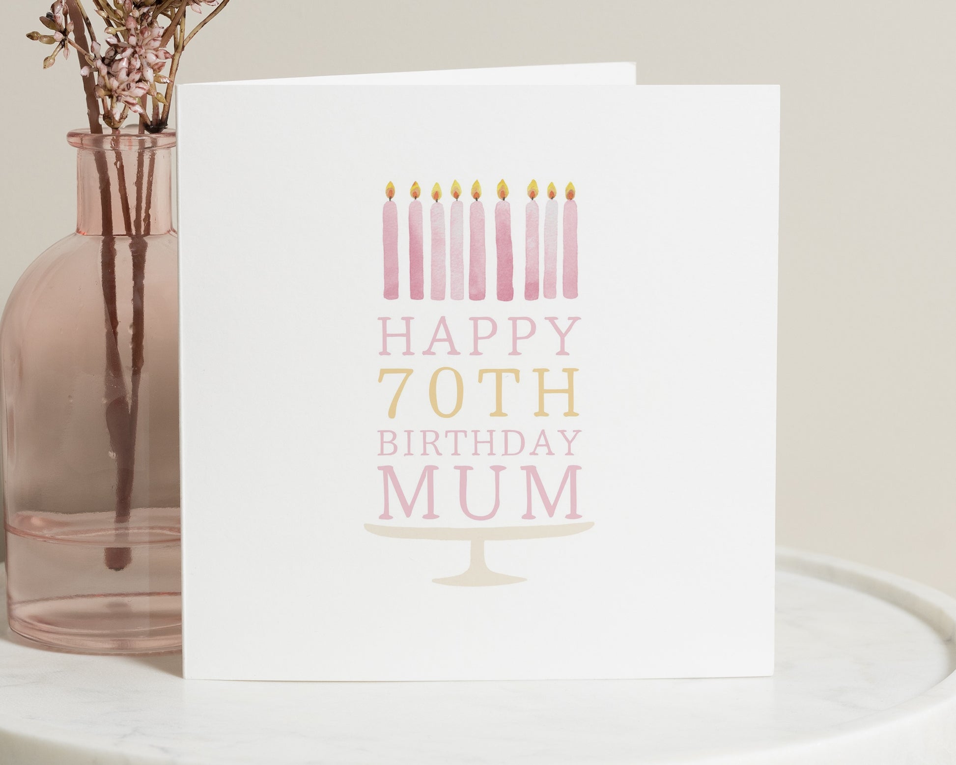 70th Birthday Card for Mum, Birthday Card for Her, Mum Birthday Cards, Happy 70th Birthday Card, Simple Birthday Card for Mum