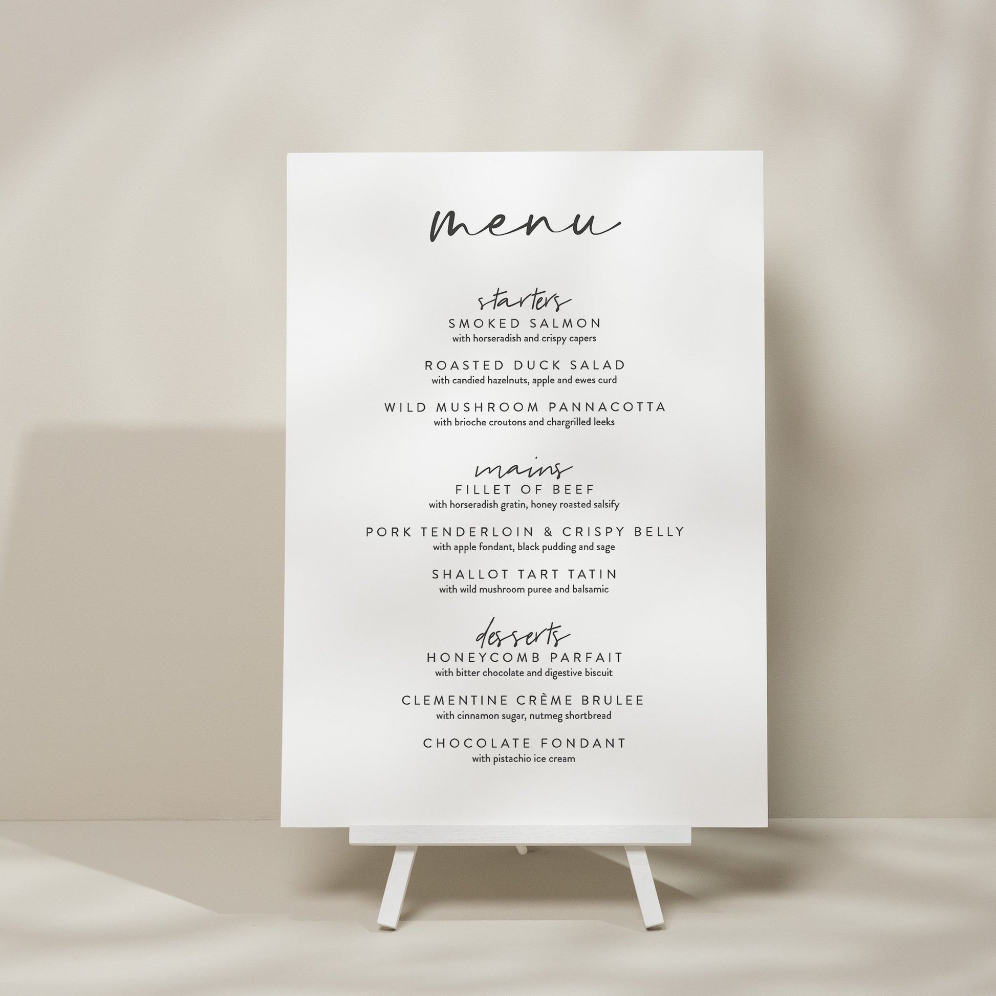 Simple Wedding Menu Sign, Food Menu Wedding Sign, Calligraphy Wedding Signage, Minimalist Wedding Design &#39;Phoebe&#39;