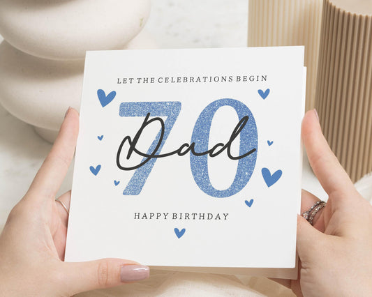 70th Birthday Card for Dad, Dad 70th Birthday Card, Birthday Card for Him, Milestone Birthday Card, Personalised Dad Birthday Card