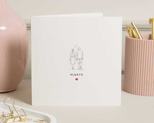 Anniversary Card, Romantic Card for Husband, Wife, Boyfriend, Girlfriend, Always Card, Cute Anniversary Card, Minimalist Love Card