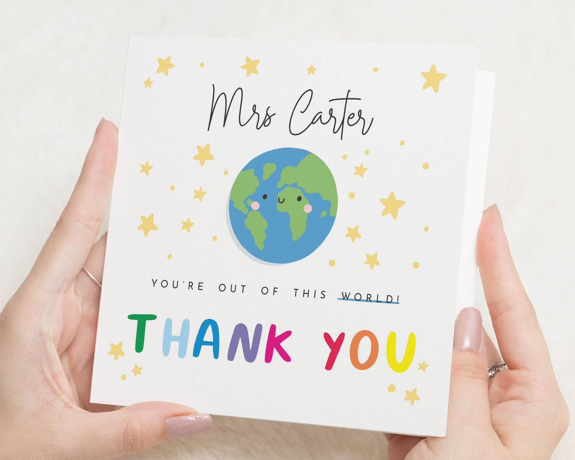 Thank You Card for Teacher, Out of This World Thank You Card, Personalised Thank You Card, End of Term Card, Teacher Appreciation Card