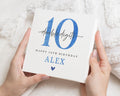 10th Birthday Card, Personalised Birthday Card, Double Digits Card, Custom Card for Boy Girl, Printed Blue Glitter Effect