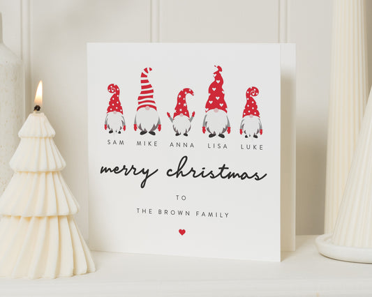 Personalised Family Christmas Card, Merry Christmas Card, Christmas Card for Family, Gonk Christmas Card, Custom Family Card