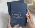 Slate Blue Wedding Invitations, Elegant Typography Wedding Invites, Classic Formal Wedding Stationery, Personalised Wedding Invitations