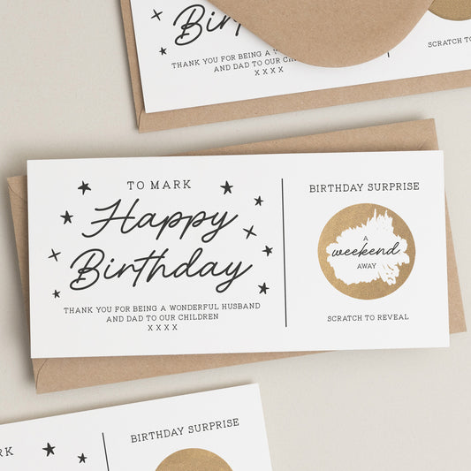 Personalised Gift Voucher Card For Friend, Happy Birthday Scratch Reveal Card, Scratch To Reveal Surprise Gift Voucher, Birthday Surprise