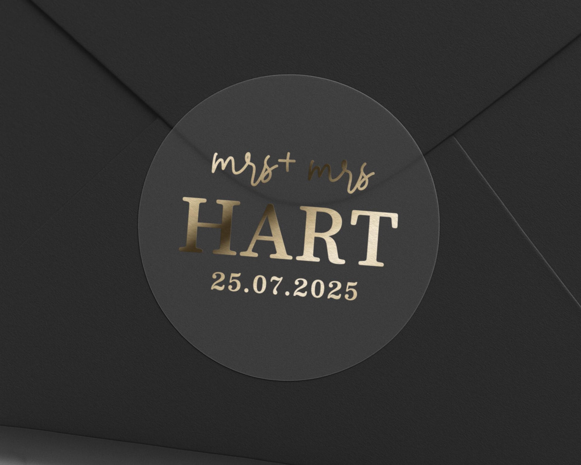 Personalised Wedding Sticker, Mrs And Mrs Wedding Label, Custom Name Wedding Sticker, Gold Foil Wedding Envelope Seal