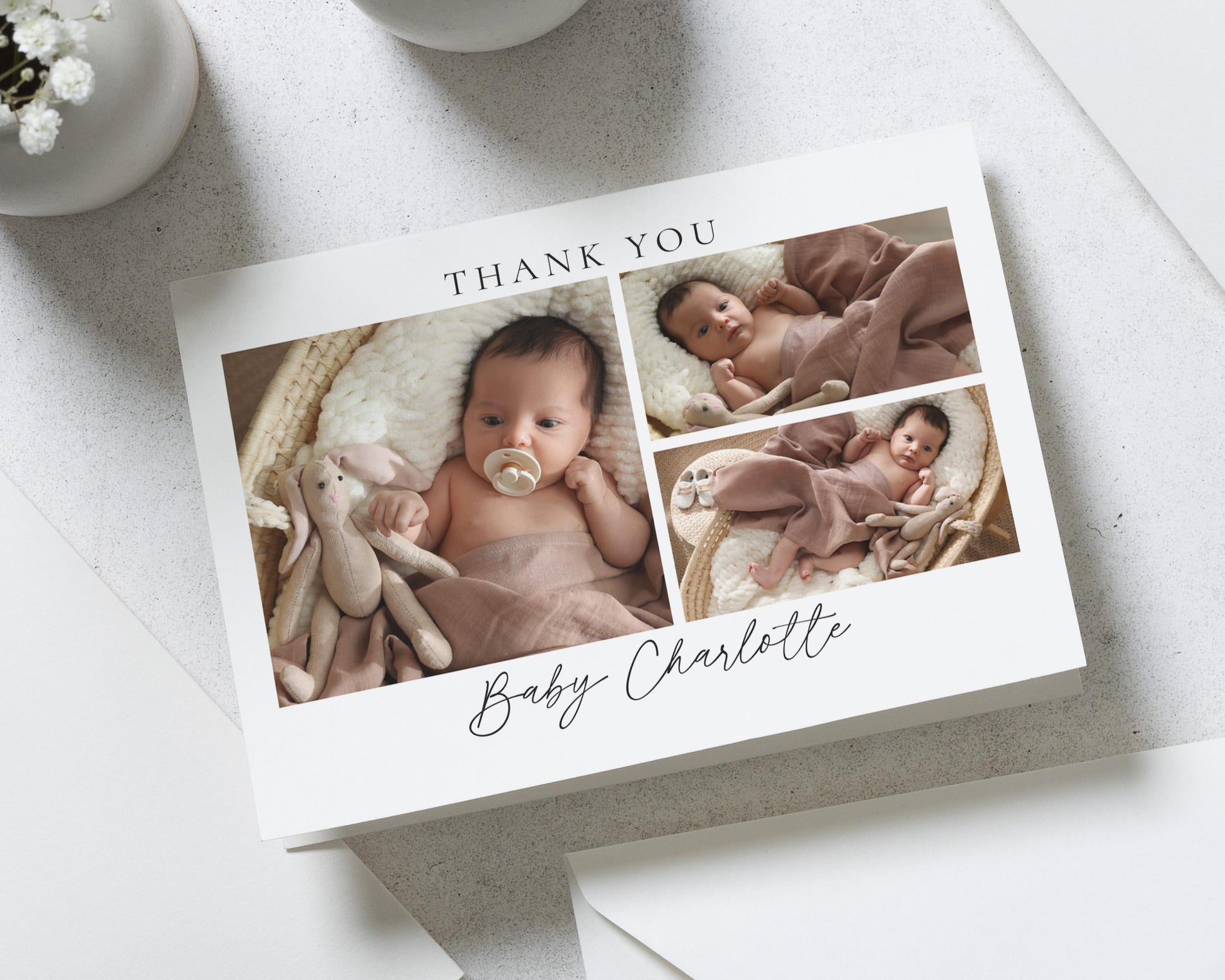 Baby Photo Thank You Cards, New Baby Girl Cards Thank You, Personalised Thank You Cards New Baby Girl, Baby boy Postcard Thankyou Card