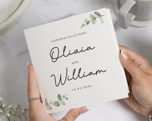 Personalised Wedding Card, Wedding Card for Couple, Congratulations Card, Custom Wedding Card, Botanical Wedding Card