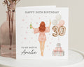 30th Birthday Card for Best Friend, Personalised Birthday Card for Her, 30th Birthday Card for Women, Champagne Balloons Gift Card