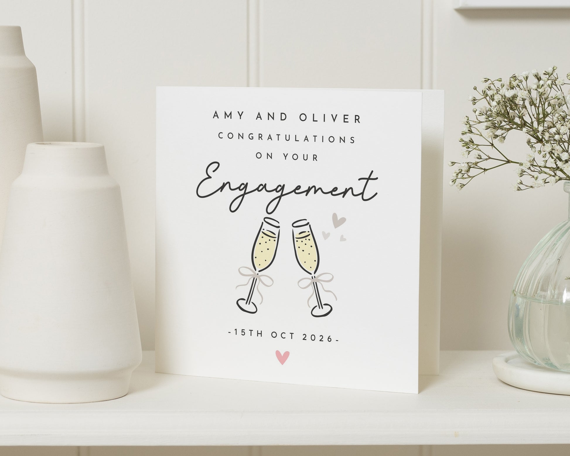 Engagement Card, Personalised Engagement Card, Engagement Card for Couple, Engagement Congratulations Card, Champagne Card