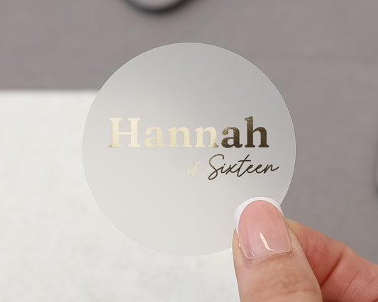 Personalised Sixteenth Birthday Sticker, Sixteen Birthday Sticker, Custom Name Birthday Sticker, Gold Foil Birthday Sticker