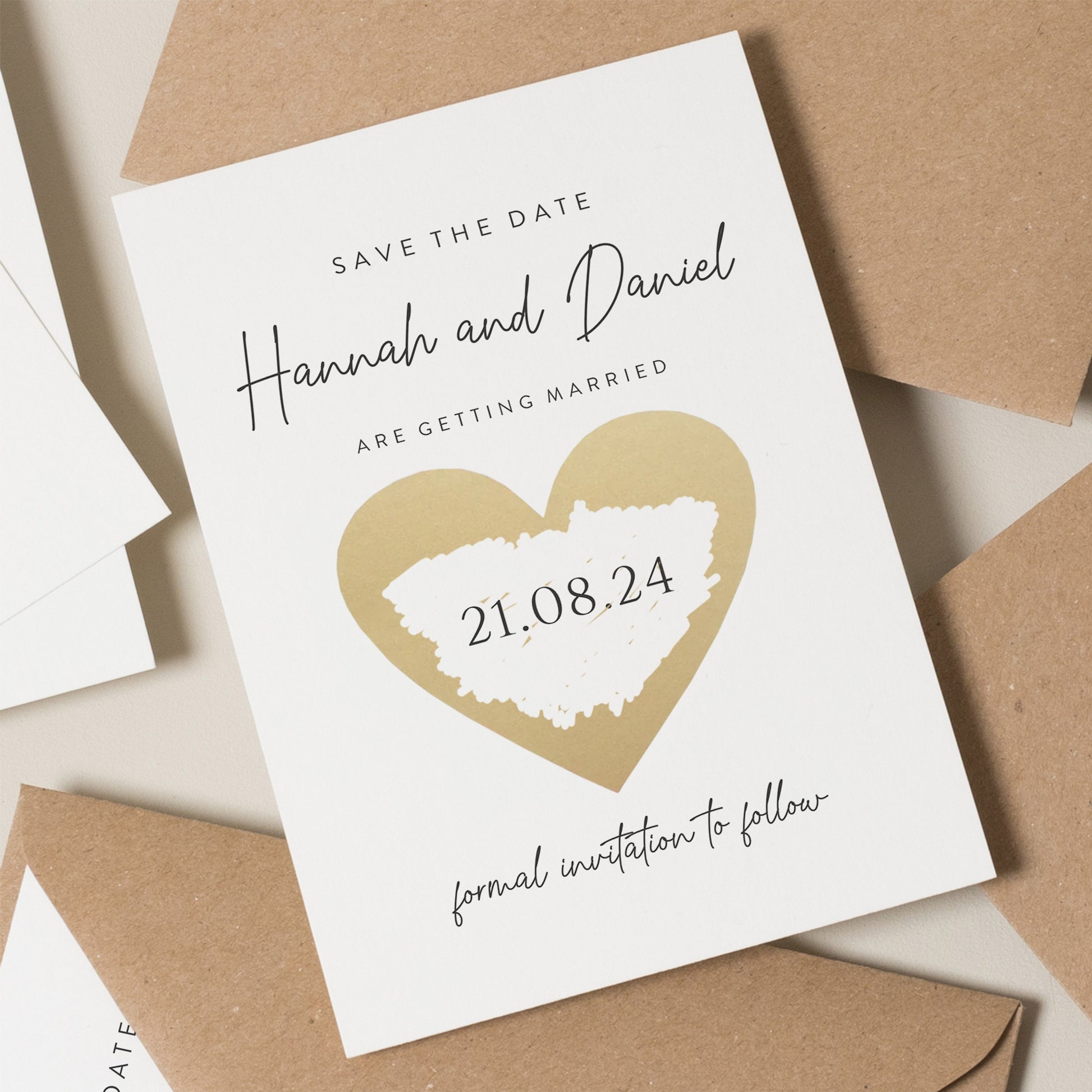 Love Heart Save The Date Card, Scratch Off Save The Date Cards, Classic Wedding Save Our Date Scratch Cards, Wedding Date Announcement Card