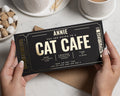 Personalised Cat Cafe Gift Voucher, Cat Cafe Experience Ticket, Custom Cat Cafe Gift, Gold Foil Gift Voucher