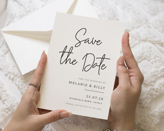 Personalised Save the Date Card, Wedding Save the Date Card, Simple Save the Date Cards, Minimal Save the Dates, Custom Wedding Card